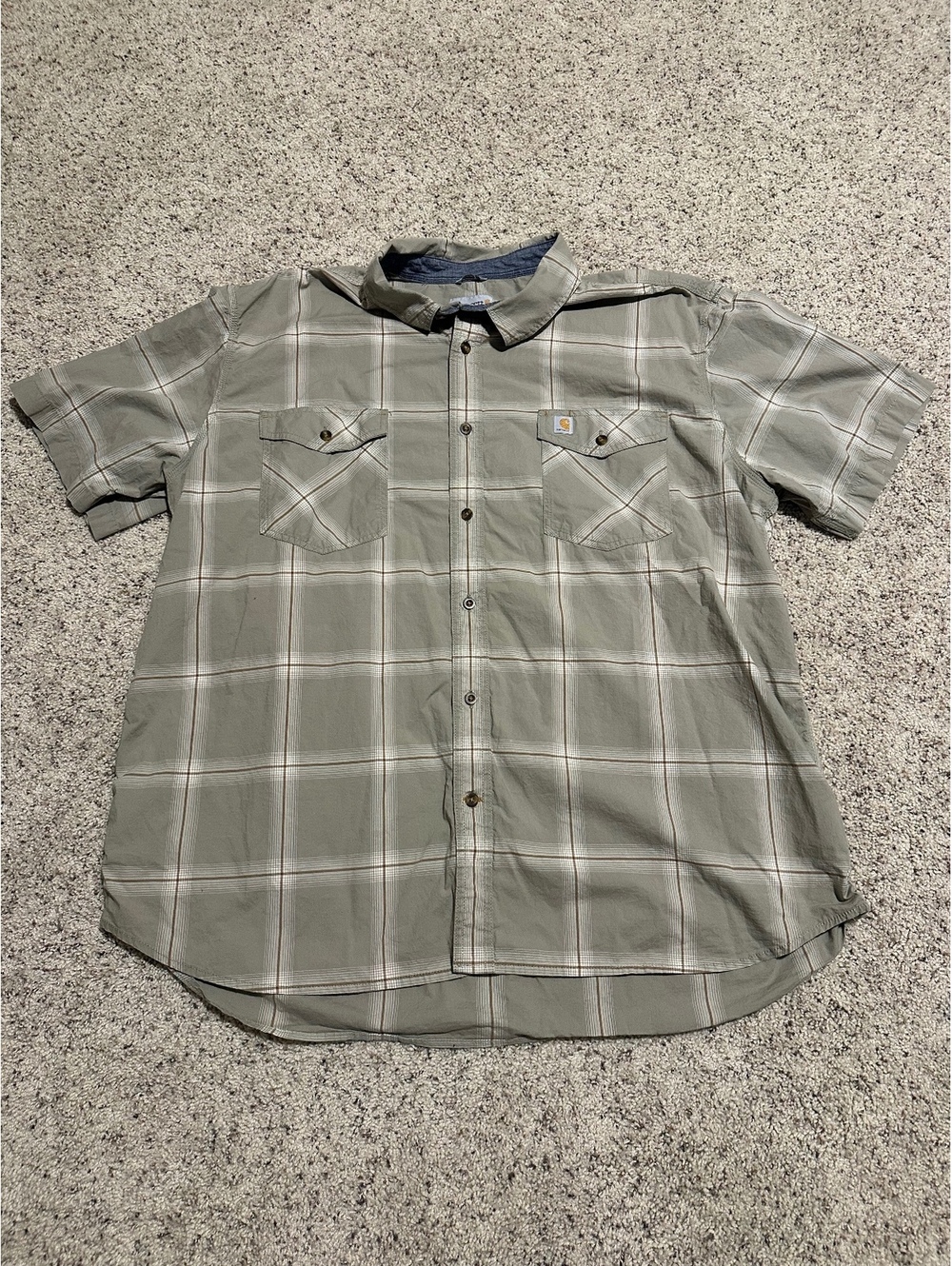 Carhartt Men's Short Sleeve Plaid Button-Up Shirt 3XL Regular